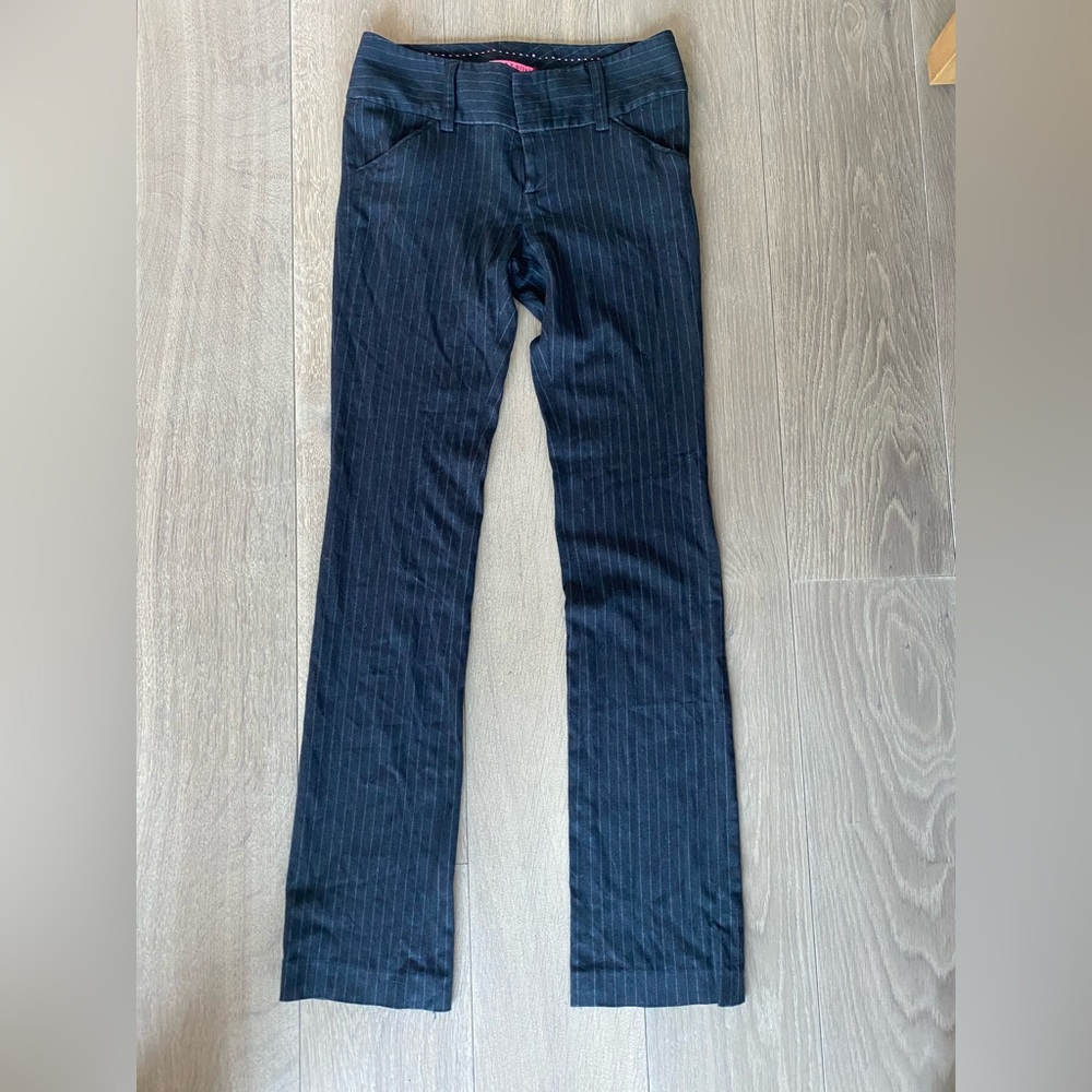 Alice + Olivia Striped Dark Grey Trousers